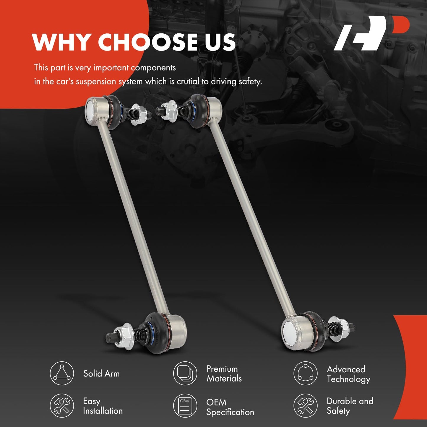 A-Premium 2 x Front Sway Bar Links Stabilizer Bar Links, Compatible with Kia Sportage 2011-2013, Hyundai Tucson 2010-2013