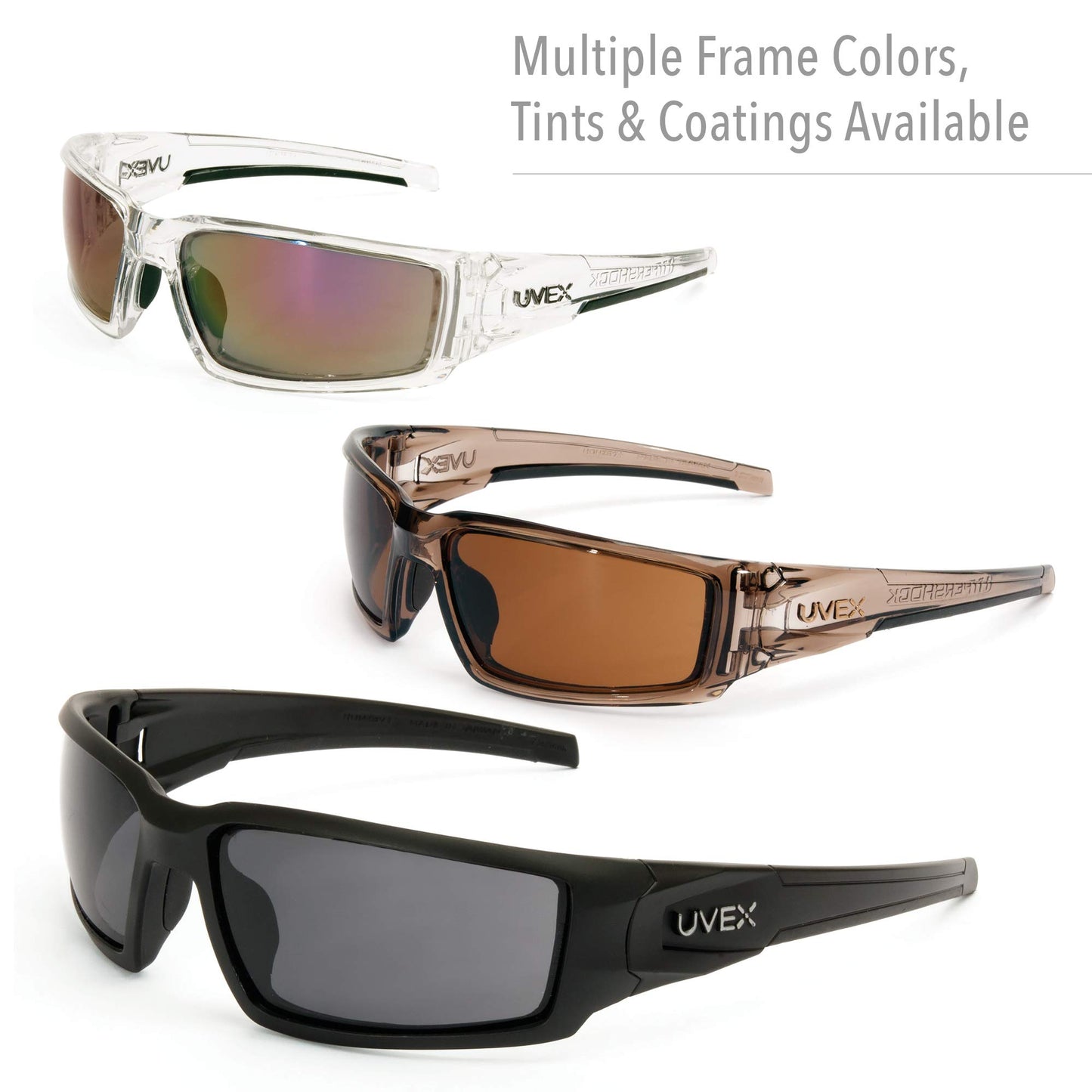 Uvex by Honeywell Hypershock Safety Glasses, Black Frame with Clear Lens & HydroShield Anti-Fog Coating (S2940HS)