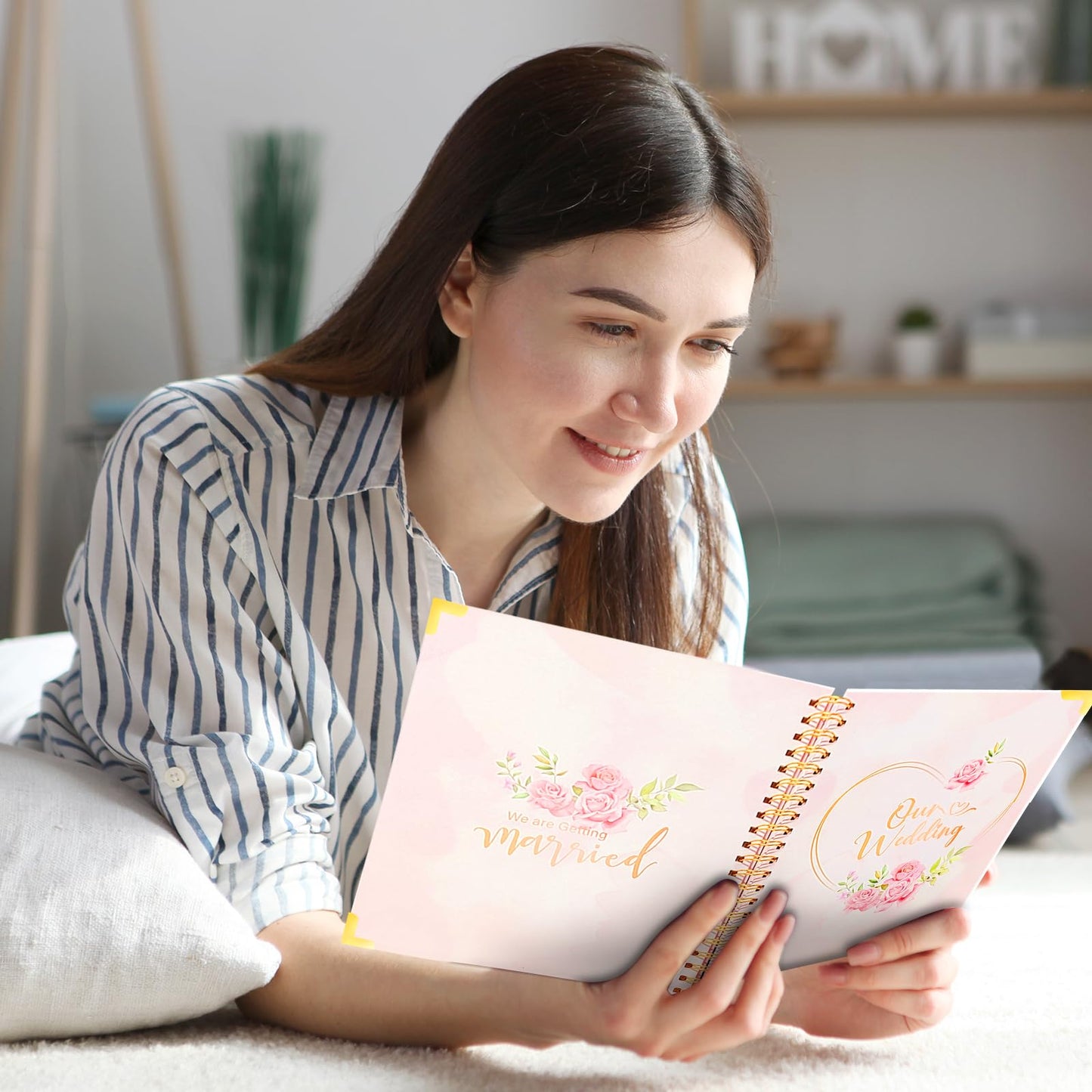 Wedding Planner For Bride-A4 Bridal Wedding Planning binder With 5 Tabbed Sections+Wedding Countdown Calendar,Unique Engagement Gifts For Couples,Pink Love