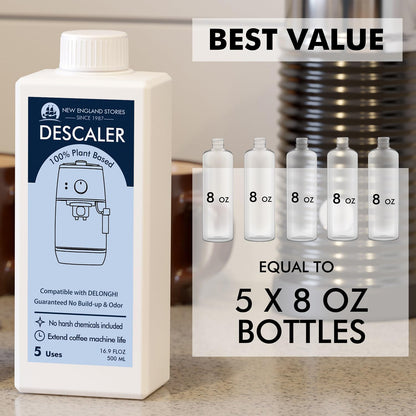 10 Uses Descaling Solution Compatible with DeLonghi, Specially Designed for Delonghi Coffee Machines and Maker - 33.8oz Espresso Coffee Maker Cleaner, Coffee Pot Cleaning Limescale Remover