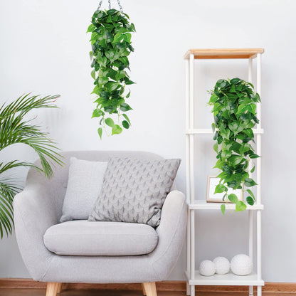 SOMYTING 2Pcs Artificial Hanging Plants 3.6ft Fake Ivy Vines Scindapsus Leaves Vine Greenery Hanging Plants for Home Garden Wedding Party Indoor Outdoor Wall Decorations (Scindapsus Leaves)