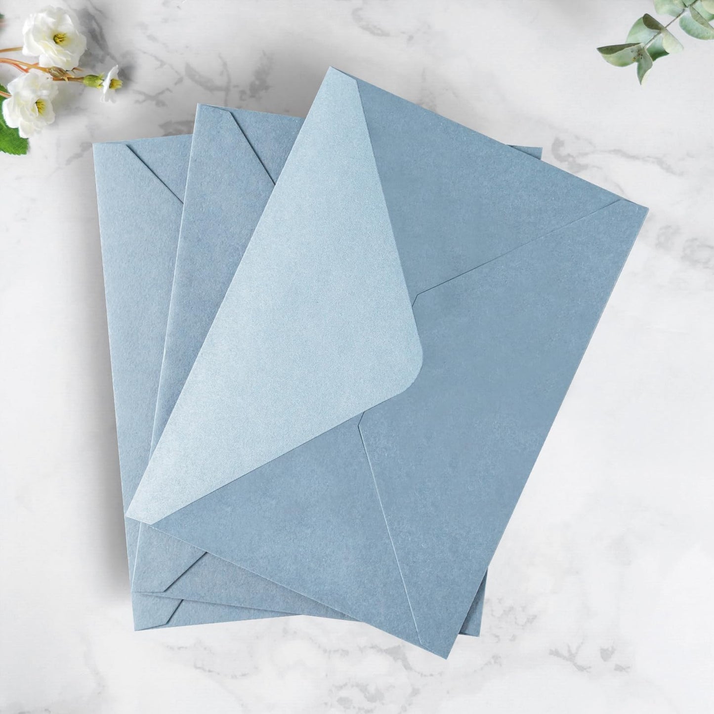 PONATIA 50 PCS A7 Envelopes, 5.25 x 7.25'' Matte Dusty Blue Envelopes For 5x7'' Weddings Invitation Cards, Christmas Gift Cards, Acrylic Invitations, Photos and Any 5x7" Inserts