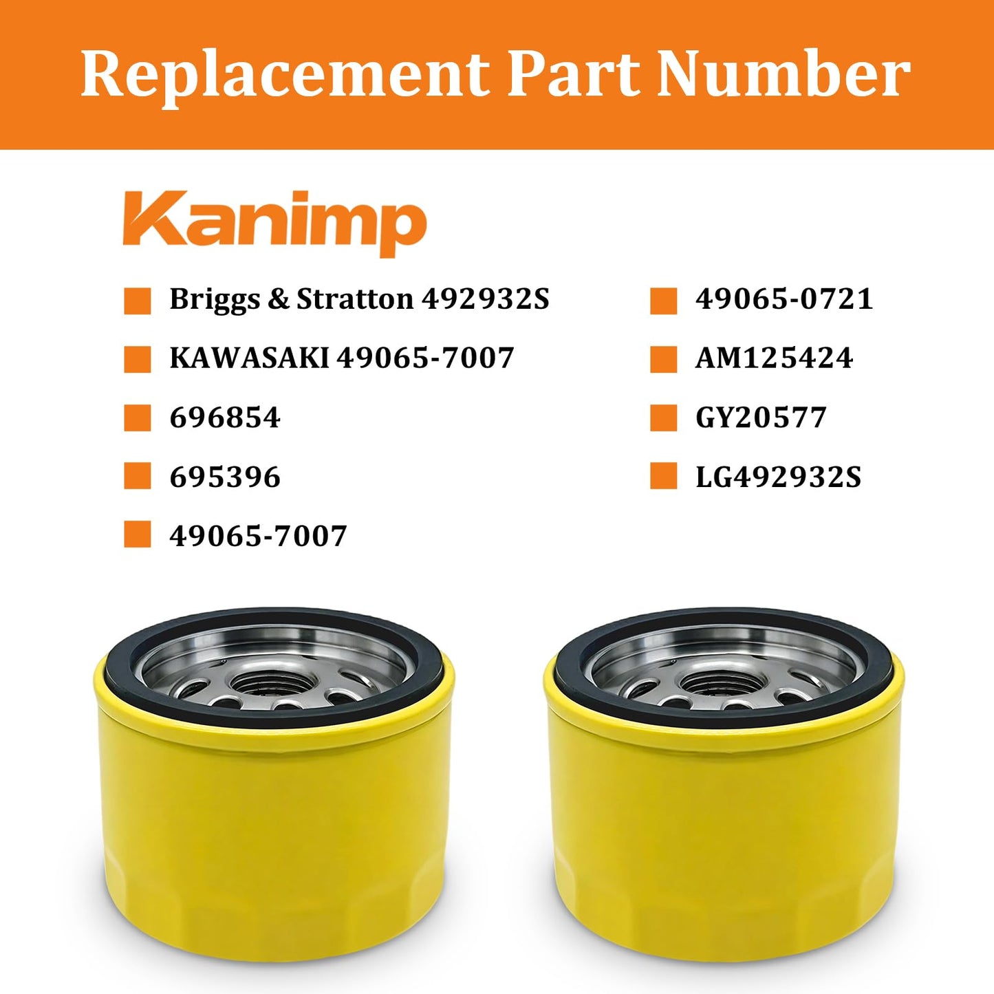492932 492932S Oil Filter for Brigs and Straton 695396 696854, John Deere AM125424 GY20577 LG492932S, Compatible with Kawasaki 49065-7007 49065-0721 (4 PCS)