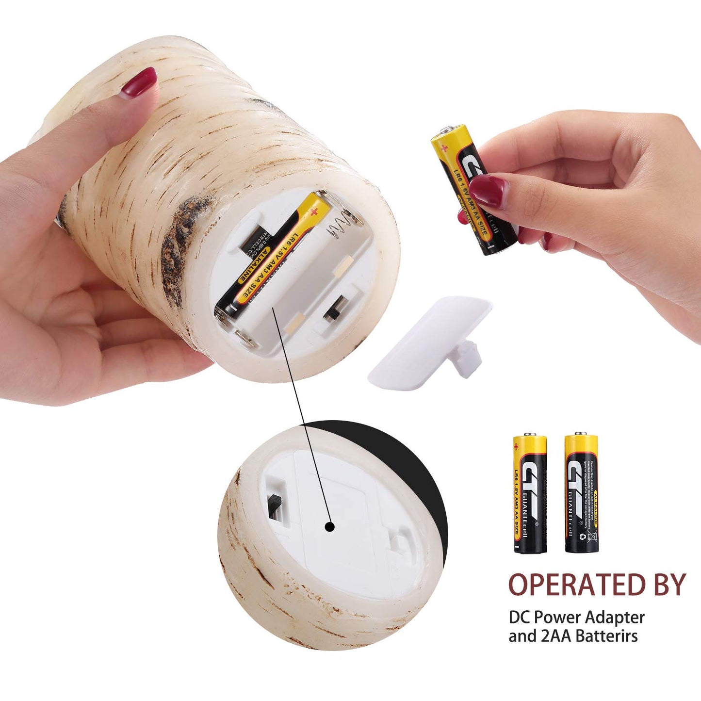 qinxiang Flameless Candles LED Candles Birch Bark Set of 3 (D 3.25" x H 4" 5" 6") Ivory Real Wax Pillar Battery Operated Candles with LED Flame 10-Key Remote Control and Cycling 24 Hours Timer