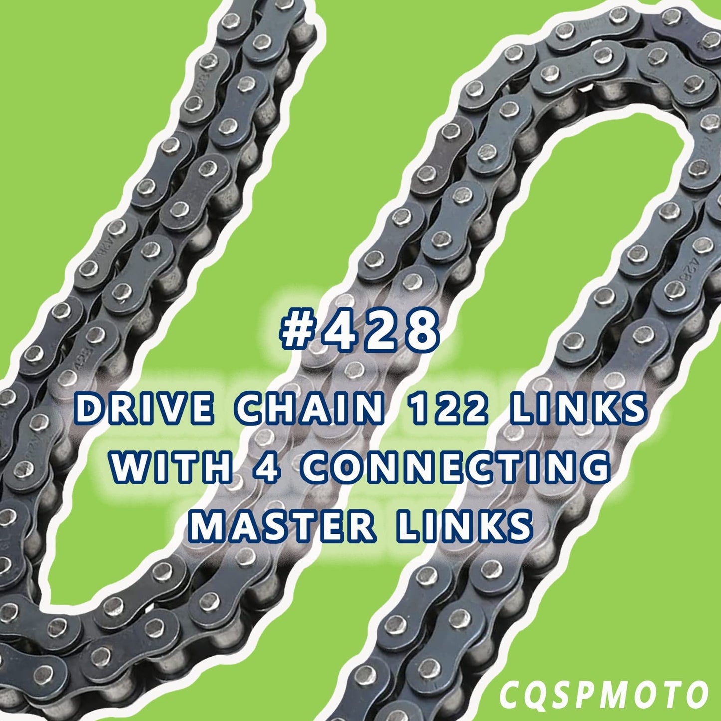 CQSPMOTO 428 Chain 122 Link Replacement with 4 Connecting Master Links for 110cc 125cc 150cc 200cc 250cc Chinese ATV 4 Wheeler Quad Pit Dirt Bike Go Kart Heavy Duty Drive Chain