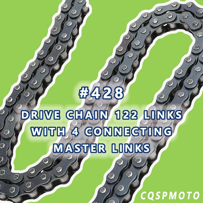 CQSPMOTO 428 Chain 122 Link Replacement with 4 Connecting Master Links for 110cc 125cc 150cc 200cc 250cc Chinese ATV 4 Wheeler Quad Pit Dirt Bike Go Kart Heavy Duty Drive Chain