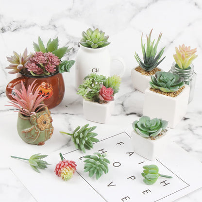 CCINEE 18pcs Mini Artificial Succulent Plant,Flocked Faux Succulent for Floral Wall Garden Arrangement Home Office Decor,Unpotted