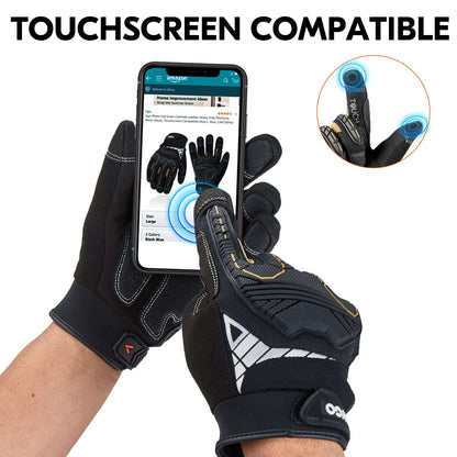 Vgo 1 Pair Heavy Duty Mechanic Gloves, Work Gloves, Impact Reducing, Touchscreen (Size L, Black, SL8849)