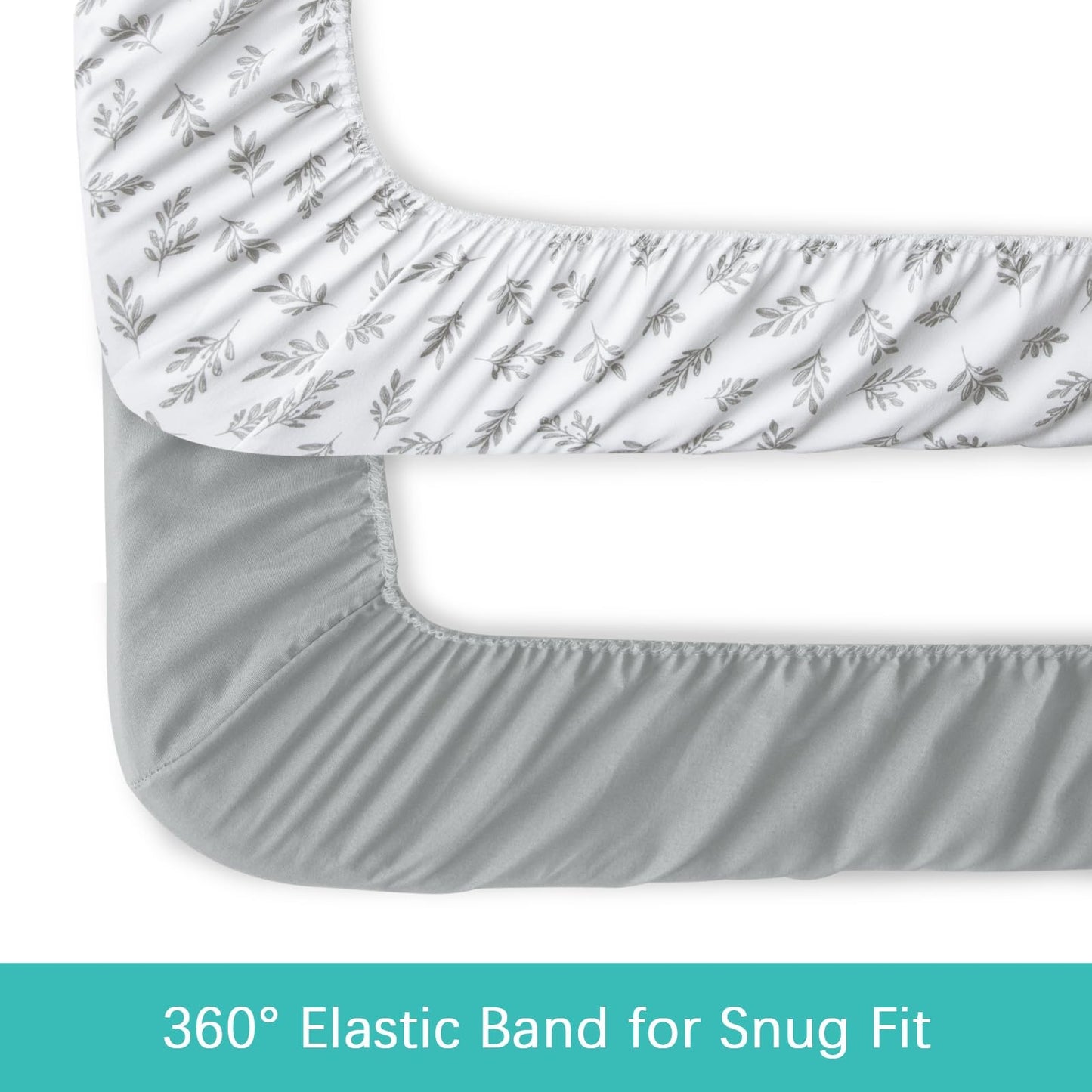 Bassinet Fitted Sheet(33" x 20"), 4 Pack for Most Bedside Sleeper Bassinet, Bassinet Sheets, Breathable & Soft Polyester, Grey Leaf