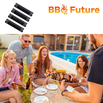 BBQ Future Heat Plate Replacement Parts for Grill Master 720-0697 720-0737, Nexgrill 720-0830H 720-0783E, Heat Shields Tent Flame Tamer for Kenmore 720-0830A Gas Grill, Porcelain Steel, 4 Pack