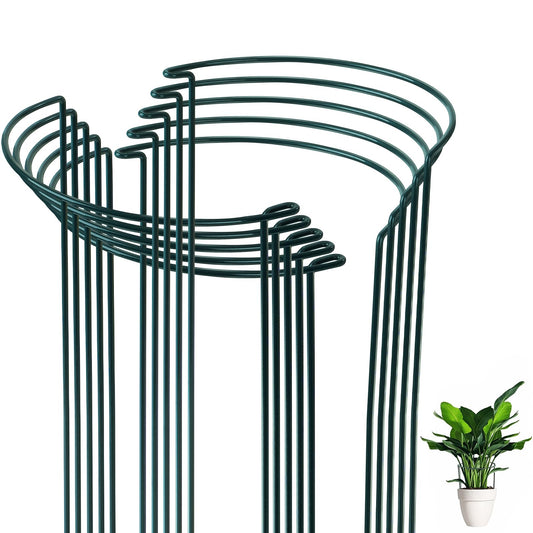 10 PCs of Garden Plant Support Stakes, SproutMaven 10" Wide x 16" High Half Round Metal Garden Border Support, Plant Support Ring Cage for Outdoor Indoor Plants