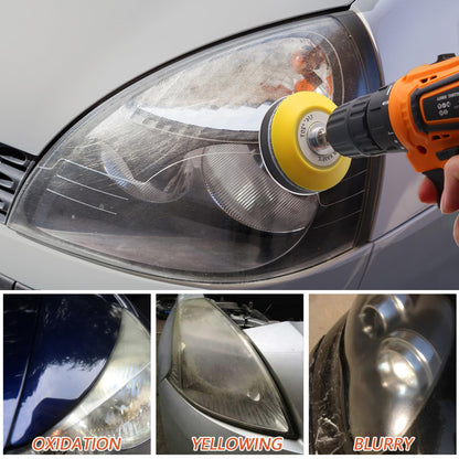 VIBRATITE Car Headlight Restoration Kit, Headlight Lens Cleaner and Restorer, 3 Inch Car Polishing Sanding Kit with 1/4 Inch Shank Backing Pad, Drill Buffing Sponge Pads, Soft Interface Pad, 37PCS