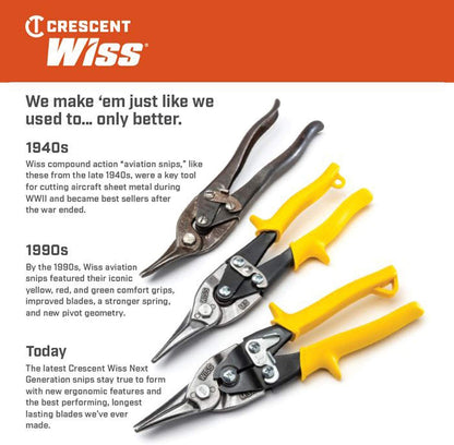 Crescent Wiss 9-3/4 Inch MetalMaster Compound Action Snips - Straight, Left and Right Cut - M3R
