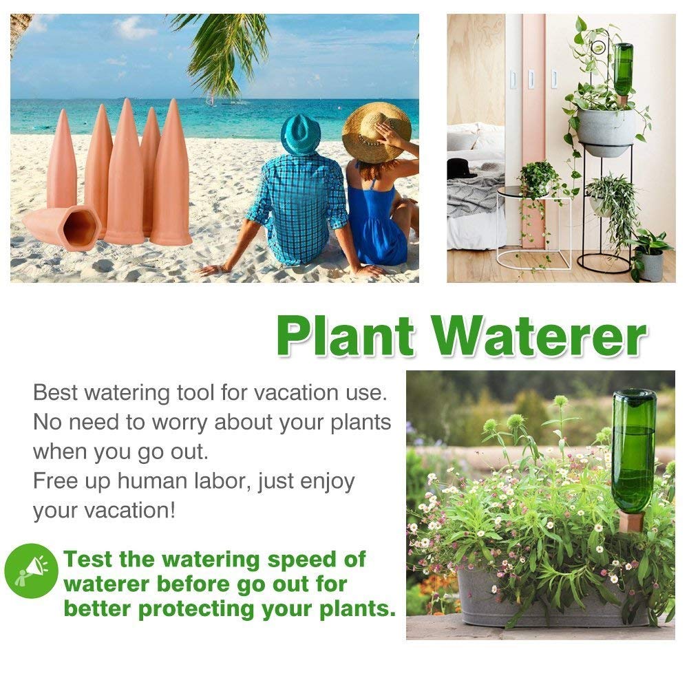 6PCS Plant Self Watering Spikes Wine Bottle Stake Automatic Terracotta Watering Stakes for Vacation Plant Watering Device Self Irrigation Watering System for Indoor & Outdoor Plants