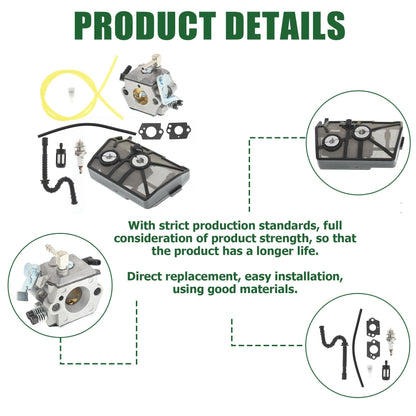 ALL-CARB Carburetor Replacement for Stihl 028 028AV Super Chainsaw with Air Filter Kit HU-40D WT-16B