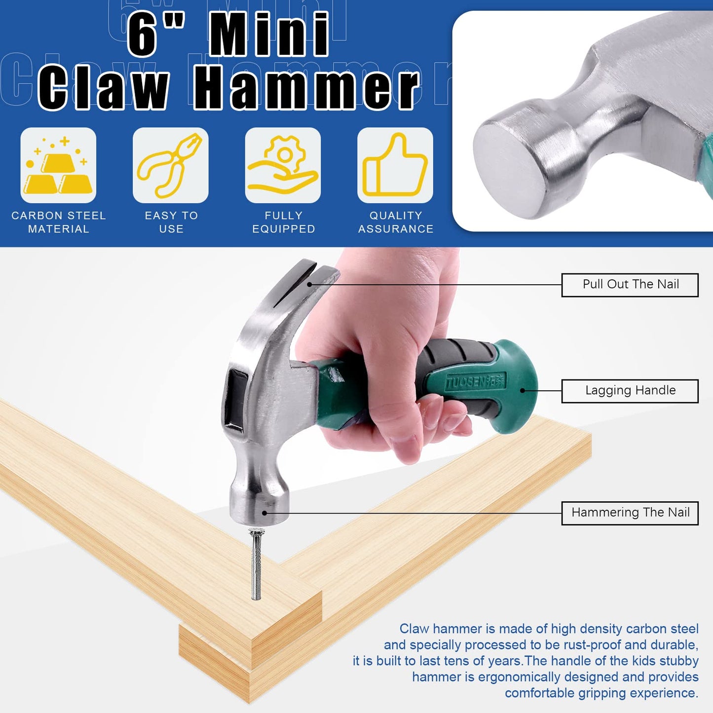 Glarks 52Pcs Self-Drilling Anchors with Screws Kit Including 50Pcs Drywall Anchors with Screws, 1Pc Mini Hammer and 1Pc Screw Driver for Hanging TV Shelf Strap Cabinet Decoration Fixing Curtain