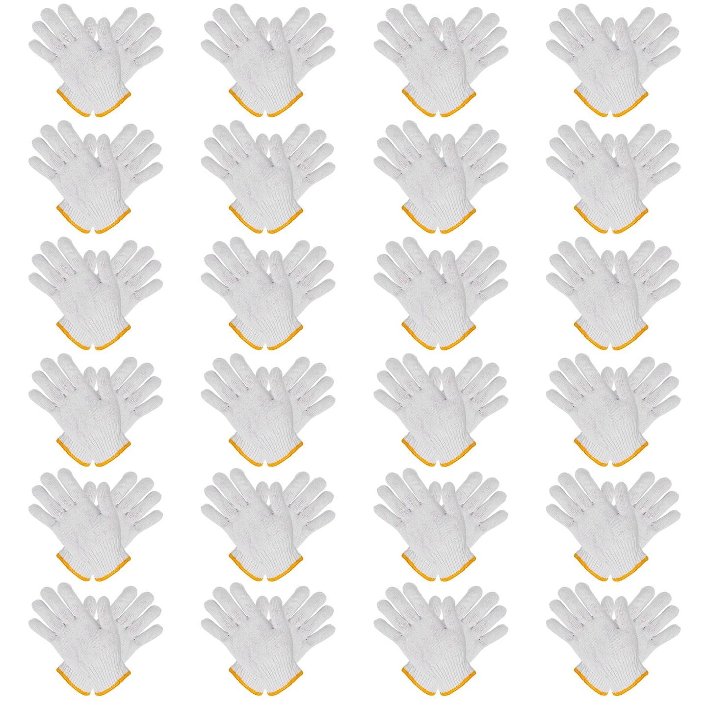 24 Pairs Work Gloves Garden Gloves Men Women White Cotton Safety Glove Liner for BBQ Cooking Industry Warehouse Construction