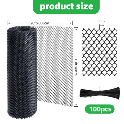 20 Ft Mesh Tree Guard Trunk Protectors with 100 Pcs Fixed Straps,Tree Bark Protector Flexible Net Tree Guard, Plant Protectors for Poultry Dog Rabbit Barrier Fence Netting for Garden Yard