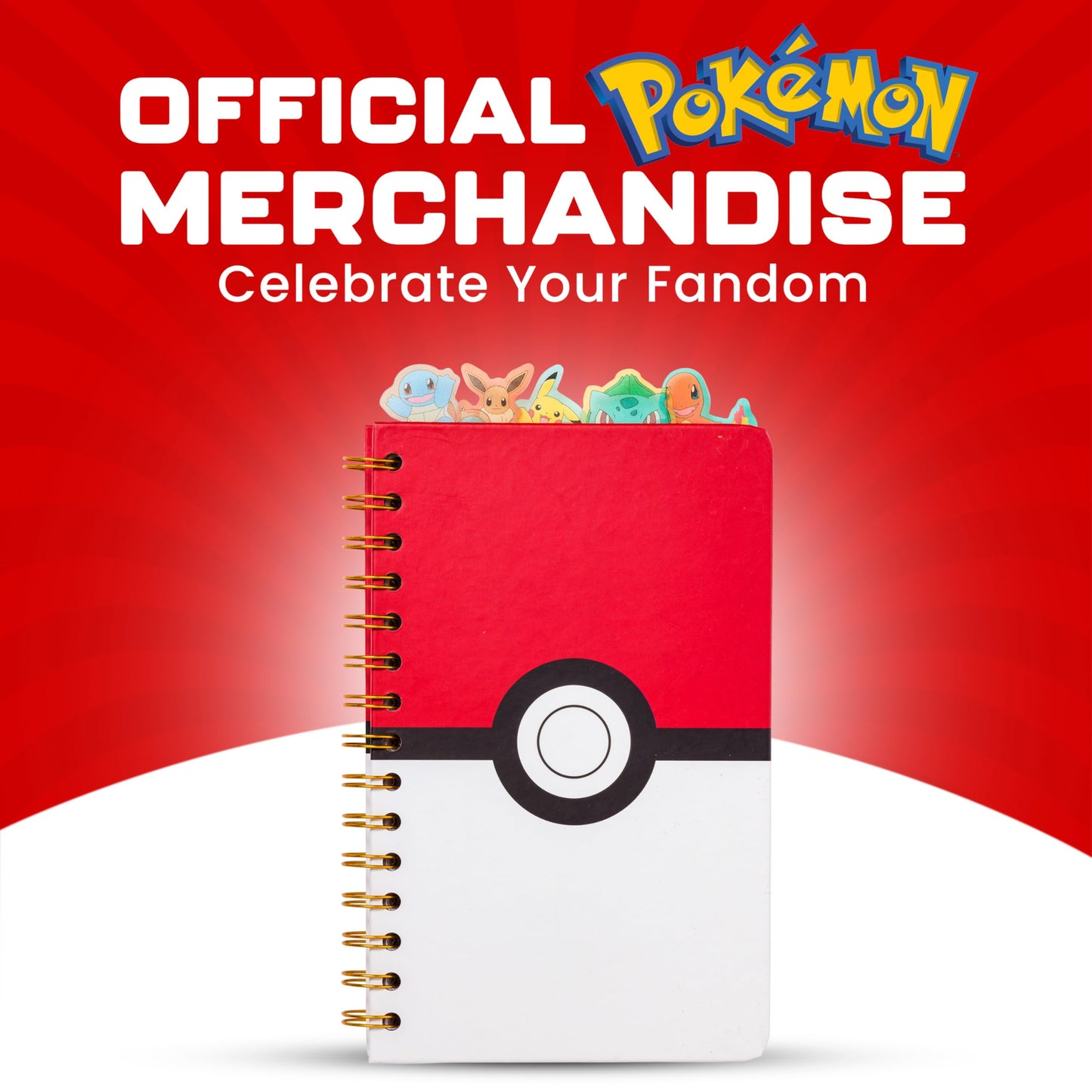 Silver Buffalo Pokemon Pokeball Starters Spiral Tabbed Notebook, 8 x 5 Inches