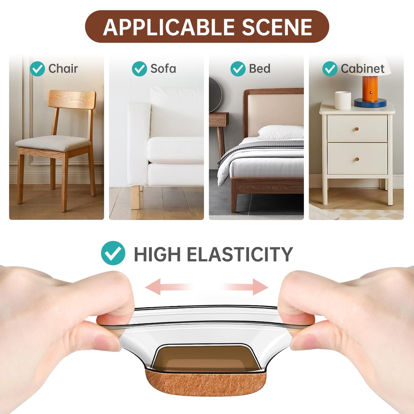 32PCS Square Chair Leg Floor Protectors with Wrapped Felt, Chair Leg Covers for Hardwood Floors, Silicone Chair Feet Furniture Pads Floor Protectors, No Noise and No Scratches(L-Clear)