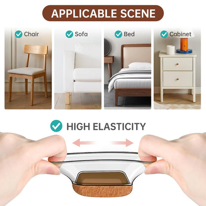 32PCS Square Chair Leg Floor Protectors with Wrapped Felt, Chair Leg Covers for Hardwood Floors, Silicone Chair Feet Furniture Pads Floor Protectors, No Noise and No Scratches(L-Clear)