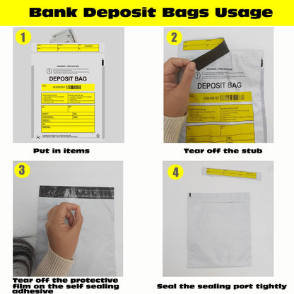 Daarcin Opaque Bank Deposit Bags, 100pcs 9x12in Tamper Proof Bag, Cash Handling, Transportation, Transfer, Valuables, Secure Bank Pocket with Independent Barcode, Self Sealing Glue, Tamper Proof