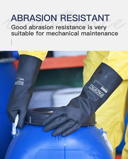 PACIFIC 2 Pairs Chemical Resistant Gloves, Heavy Duty Industrial Rubber Gloves, Resist Acid, Alkali and Oil, 12.6", Large