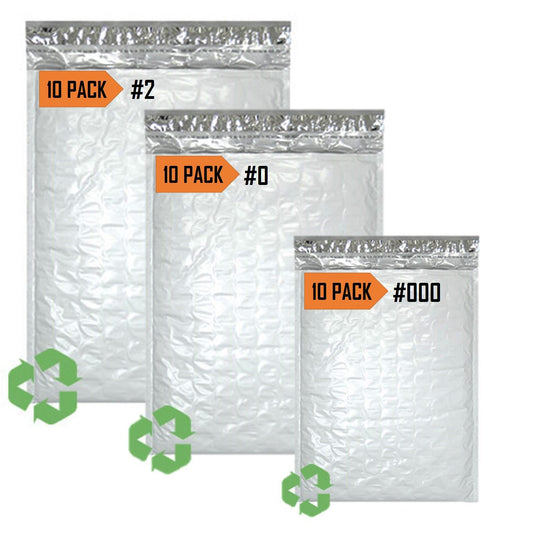 Sales4Less Poly Bubble Mailers #2 8.5X12 10 Pack, #0 6X10 10 Pack, #000 4X8 10 Pack Padded Envelope Mailer Waterproof Variety Pack