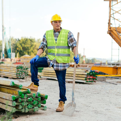 Safety Vest, 12 Pack High Visibility Vests Neon Reflective Construction Work Vest Bulk for Adults Men Women Volunteer, Guard, Traffic Security - Green