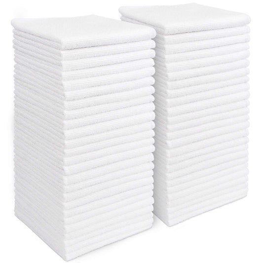 AIDEA Microfiber Cleaning Cloths White-50PK, Absorbent Cleaning Rags, Lint-Free Rags, Dust Cloth, Microfiber Towels Wash Cloth Dish Towels-11.5"x 11.5"