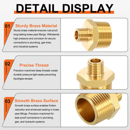 Rebower 3 Pack Male to Male Adapter, 1" MNPT x 3/4" MNPT for Industrial, Automotive, Fluid Transfer, Home Gardening, Water Treatment
