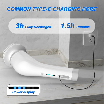 SZFIXEZ Electric Spin Scrubber, Electric Cleaning Brush - 2 Speeds, SXT-160 Cordless Power Spinning Cleaner Brush, Handheld Shower with 8 Replaceable Brush Heads for Tile, Tub, Wall, Bathroom