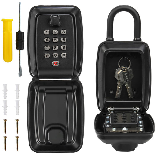 Cididu Key Lock Box for Outside, Waterproof Key Lockbox with 12-Digit Push Button Combination and Removable Shackle, Resettable Code Keys Safe Storage Box for Door Handle, House, Retail Store, Garage