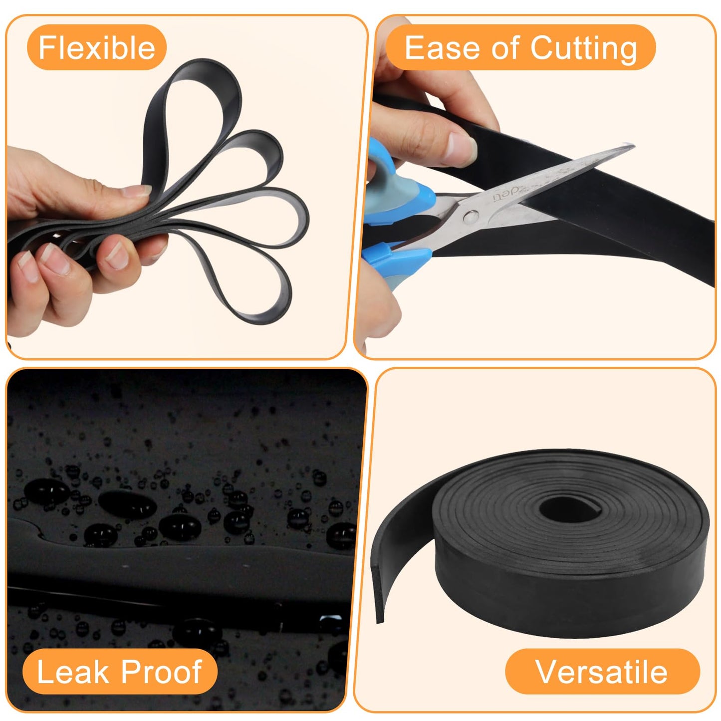 VUAOHIY Neoprene Rubber Sheet, Solid Rubber Seal Strips for DIY Gasket Materials, Oil-Resistance, Sound Reduce and Anti-Slip for Flooring, Pads, Bumpers, Supports (12In x 1/16In x 4Ft)