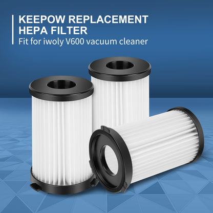 V600 Replacement Filter Compatible with iwoly V600 Vacuum Cleaner, 4 Pack, Part# 4002F, By KEEPOW