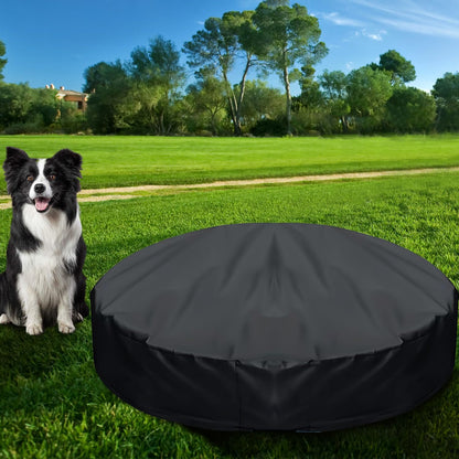 TOYMIS Round Dog Pool Cover, 48 Inch, Black, Waterproof, Dustproof, Modern, Animal, Pool Cover