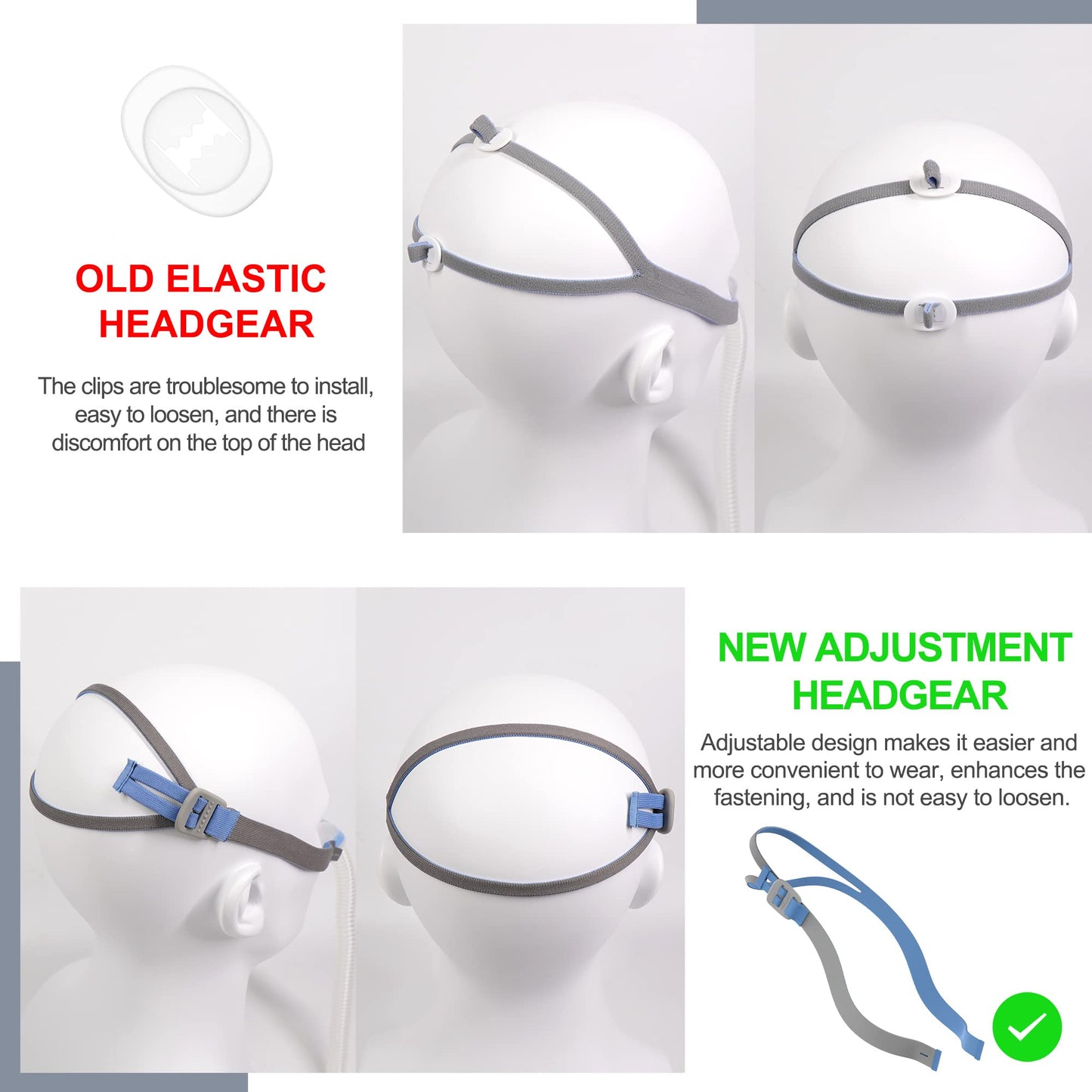 2PCS Replacement Headgears Compatible with Resmed Airfit P10 and Airfit N30- Advanced & Upgraded P10 N30 Headgear, Elastic & Adjustable Straps Great-Value Supplies by Medihealer