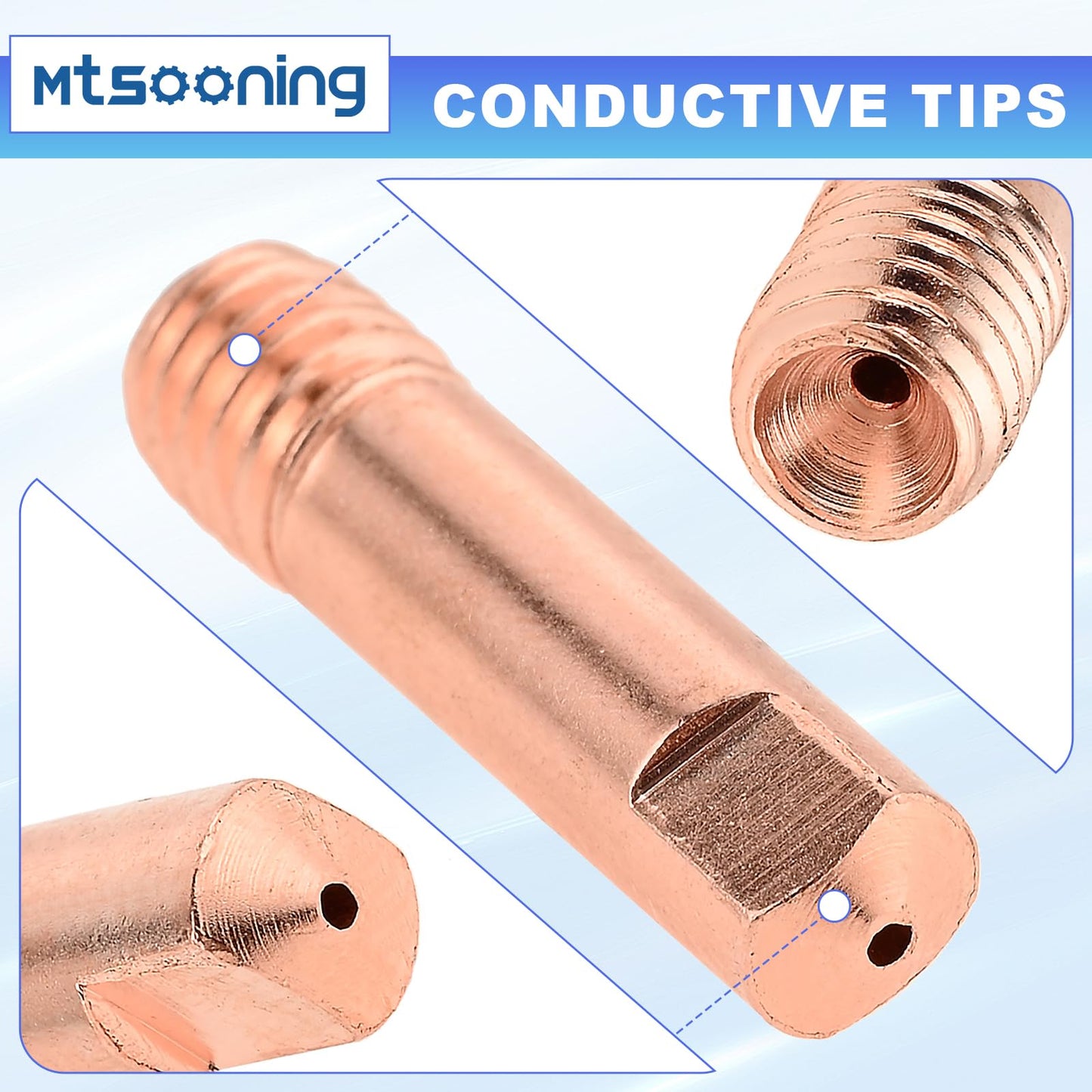 Mtsooning 48PCS Flux Core Gasless Nozzle Tips Kit KP1939-1, 0.035" (0.9mm) Flux Core Welder Gun Welding Mig Contact Tips Gasless Nozzle Gas Diffusers Replacement for Lincoln Magnum 100L & Weld-Pak MIG