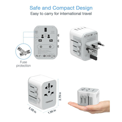 TESSAN Universal Travel Adapter, 6 in 1 International Plug Adapter, Worldwide Power Adaptor with 5 USB Ports (3 USB C), Travel Essentials for Canada to Europe UK Australia France Germany