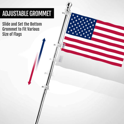 Anley 6 FT Stainless Steel Flag Pole Kit with Tangle Free Rotating Rings - Adjustable Length, Heavy Duty & Rustproof Flag Pole for House, Yard and Commercial (1 Inch Dia.)