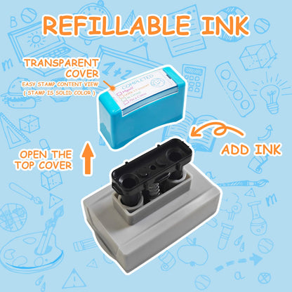 3 Teacher Stamps Self Inking, Pre-Inked Teacher Stamp for Grading, Educator Completed with Support Teacher Stamps Set, for Teacher Gifts Supplies School Essentials Office Stationery Must Haves Stamps