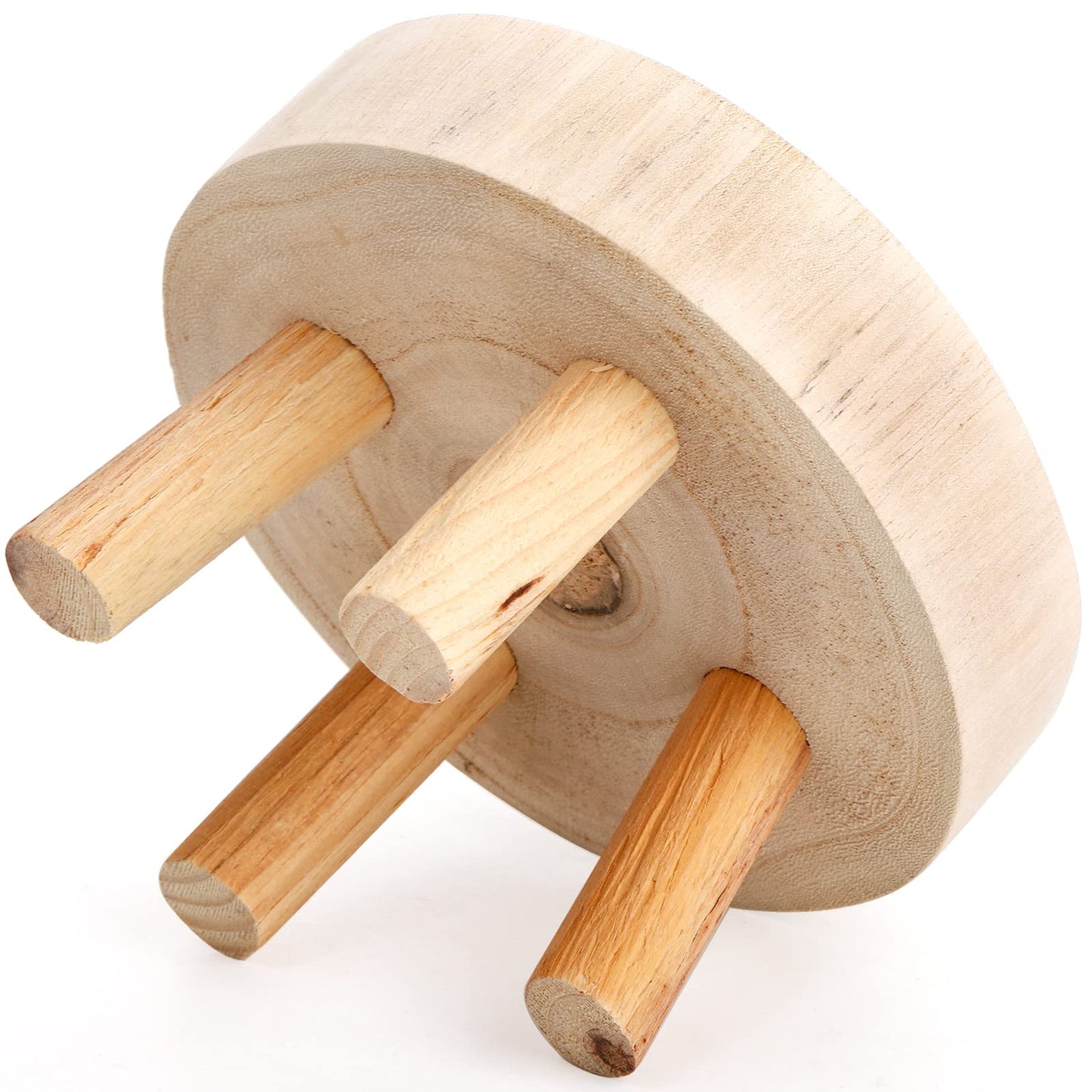 TOPZEA Set of 2 Mini Wooden Stool Display Stand, Short Boho Wood Riser Stools Small Desk Pedestal Stand for Candle, Indoor Plants, Gnome, Counter Decor