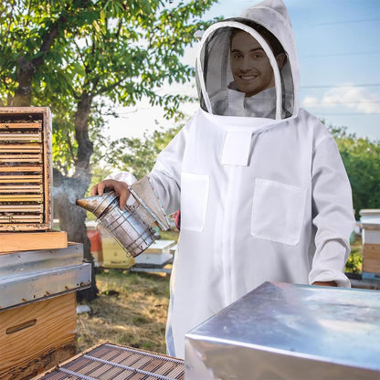 Beekeeping Suit Protective Equipment Bee Keeping Full Body Cloth with Veil Hood Total Protection Professional for Women Men, Beekeeper Costume and Beginner Sheepskin Gloves