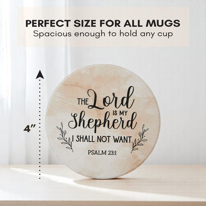 Absorbent Coasters Set of 6 with Holder – Drink Coasters for Coffee Table Decor, Bar Decor, and Home Use – Ceramic Stone Coasters for Drinks, Water-Absorbing Round Coaster Set (Blessed)