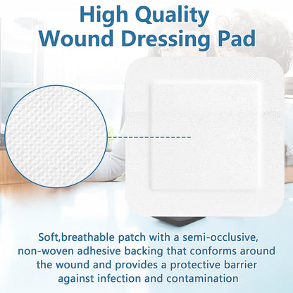 30Pcs Adhesive Bandage Pads, 6 x 6 Inch Large Adhesive Island Wound Dressing, Shower Breathable Sterile Bordered Gauze Island Dressing Post Surgical Bandages