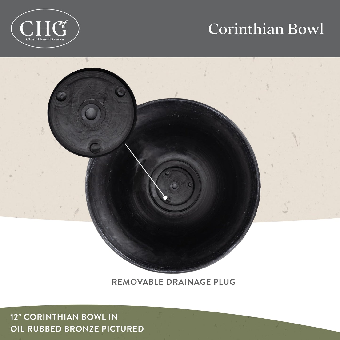 Corinthian Bowl 12" Planter, Ivory Ash
