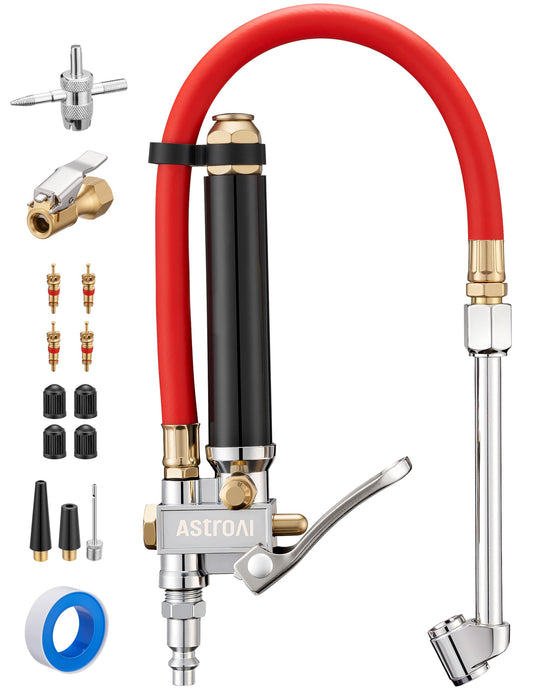AstroAI T3 Tire Inflator with Pressure Gauge 10-120 PSI, Dual Head Chuck ANSI B40.1 Accurate Tire Pressure Gauge Heavy Duty air Compressor attachments, Compatible with 1/4" NPT tire inflator Chuck
