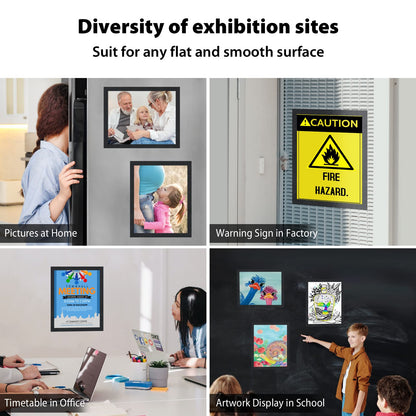 VAIIGO 8.5"x 11" Magnetic Sign Holder, 5Pack Double Sided Window Self Adhesive Magnetic Display Frame with Clear PVC and Strong Magnet for Office/Store/Door/Glass/Refrigerator Display Frame, Black