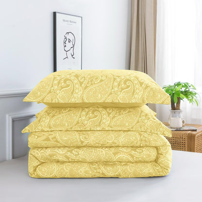 UDEAL Queen Comforter Set 3 Pieces，Yellow Paisley Soft Fluffy Comforter for Queen Size Bed，All Season Warm Bedding Set with Comforter