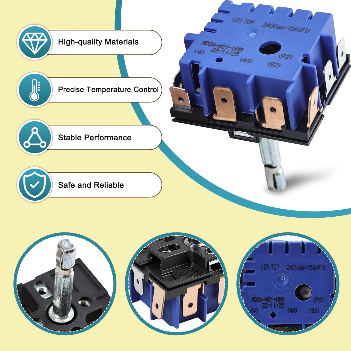 DG44-01002A Dual Infinite Switch/Range Dual Burner Infinite Switch Engergy Replace for 2087510, MDSA-W21-SKM, MDSA-W888-UNM Energy Regulator Compatible with Samsung